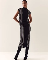 Ann Taylor Vertical Stripe Sweater Skirt Black Women's