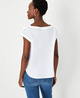 Ann Taylor Petite Linen Blend Boatneck Top White Women's