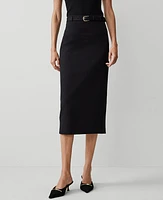 Ann Taylor Ponte Belted Midi Pencil Skirt Women's