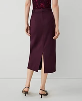 Ann Taylor Ponte Belted Midi Pencil Skirt Women's