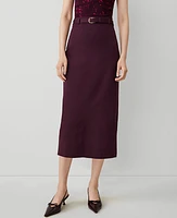 Ann Taylor Ponte Belted Midi Pencil Skirt Women's