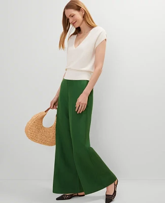 Ann Taylor The Petite Easy Palazzo Pant Linen Blend Leafy Green Women's