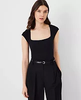 Ann Taylor Petite Cap Sleeve Square Neck Top