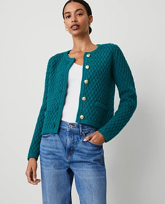 Ann Taylor Basketweave Sweater Jacket Women's