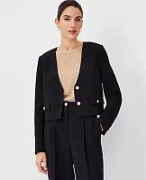 Ann Taylor The Cropped V-Neck Jacket Fluid Crepe