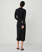 Ann Taylor Mock Neck Belted Column Midi Dress Women's