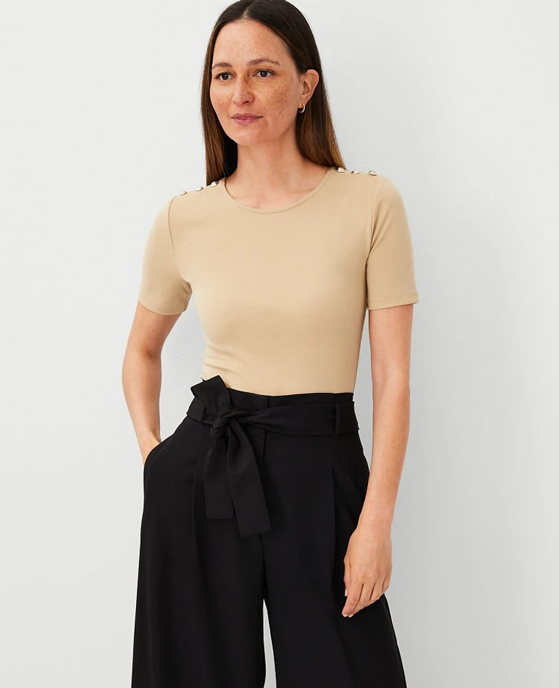 Ann Taylor Shoulder Button T-Shirt Women's