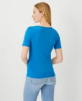 Ann Taylor Shoulder Button T-Shirt Santorini Women's