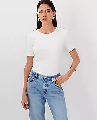 Ann Taylor Shoulder Button Tee