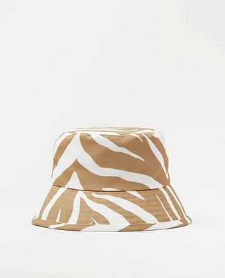 Ann Taylor AT Weekend Zebra Print Bucket Hat White Women's