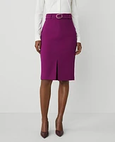 Ann Taylor Twill Belted Midi Pencil Skirt Women's