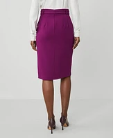 Ann Taylor Twill Belted Midi Pencil Skirt Women's