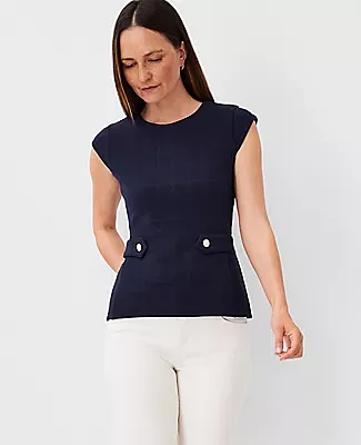 Ann Taylor Textured Button Waist Top