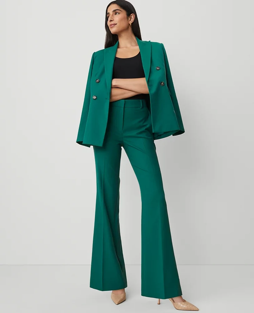 Ann Taylor The Petite Flare Trouser Pant Textured Drape Fresh Evergreen Women's