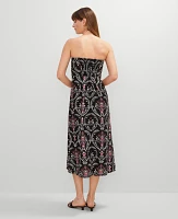 Ann Taylor Floral Linen Blend Midi Dress Black Women's