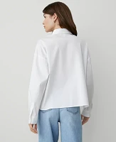 Ann Taylor Oversized Cropped High-Low Shirt White Women's