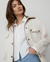 Ann Taylor Oversized Cropped High-Low Shirt White Women's