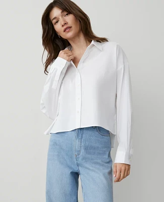 Ann Taylor Weekend Collection Cropped Shirt White Women's