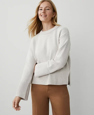 Ann Taylor Petite Weekend Collection Relaxed Sweater Tahini Women's