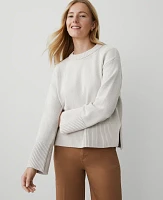 Ann Taylor Petite Relaxed Sweater Tahini Women's