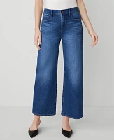 Ann Taylor The Wide-Leg Crop Jean Bright Medium Stone Wash Women's