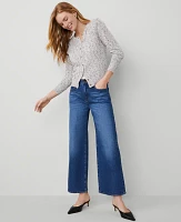 Ann Taylor The Wide-Leg Crop Jean Bright Medium Stone Wash Women's