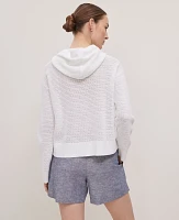 Ann Taylor Weekend Collection Textured Hoodie Sweater White Women's