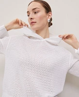 Ann Taylor Weekend Collection Textured Hoodie Sweater White Women's