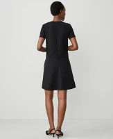 Ann Taylor Petite Ponte Flare Dress Black Women's