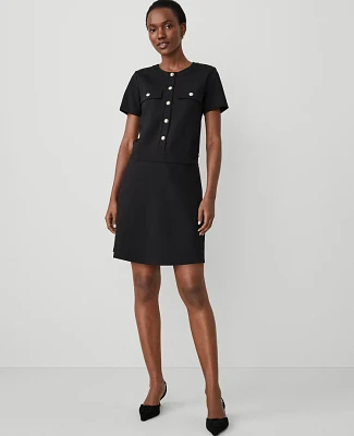 Ann Taylor Petite Ponte Flare Dress Size 00 Black Women's