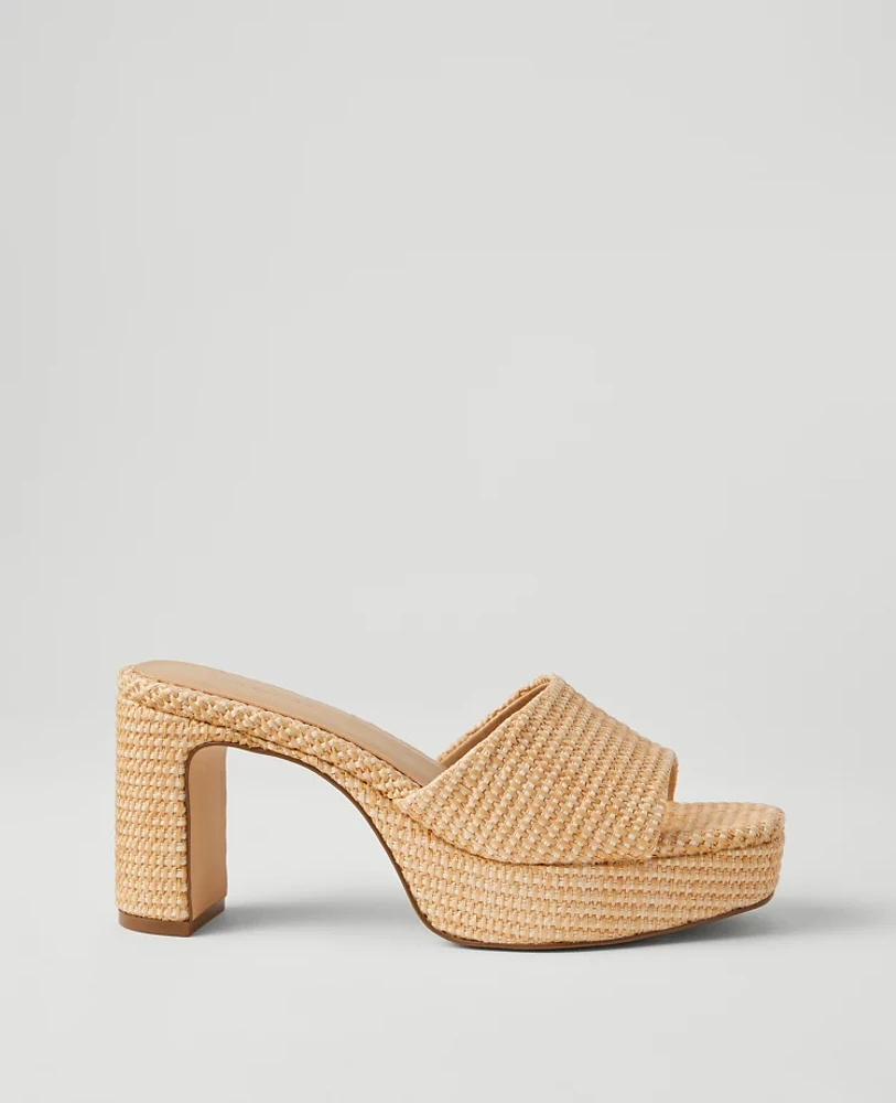 Ann Taylor Platform Mule Sandals Natural Women's