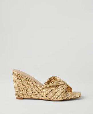 Ann Taylor Knotted Wedge Sandals Natural Women's