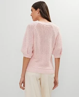 Ann Taylor Weekend Collection Open Stitch Wedge Sweater Chalk Dust Pink Women's