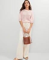 Ann Taylor Weekend Collection Open Stitch Wedge Sweater Chalk Dust Pink Women's