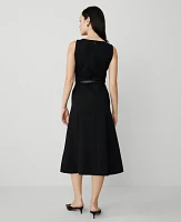 Ann Taylor Petite Ponte Sleeveless Midi Dress Black Women's