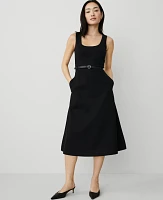 Ann Taylor Petite Ponte Sleeveless Midi Dress Black Women's