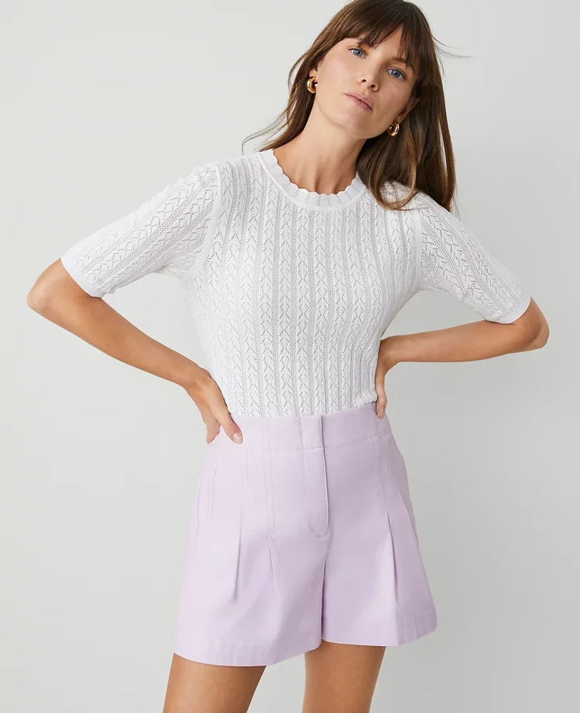Ann Taylor Scalloped Pointelle Sweater Women's