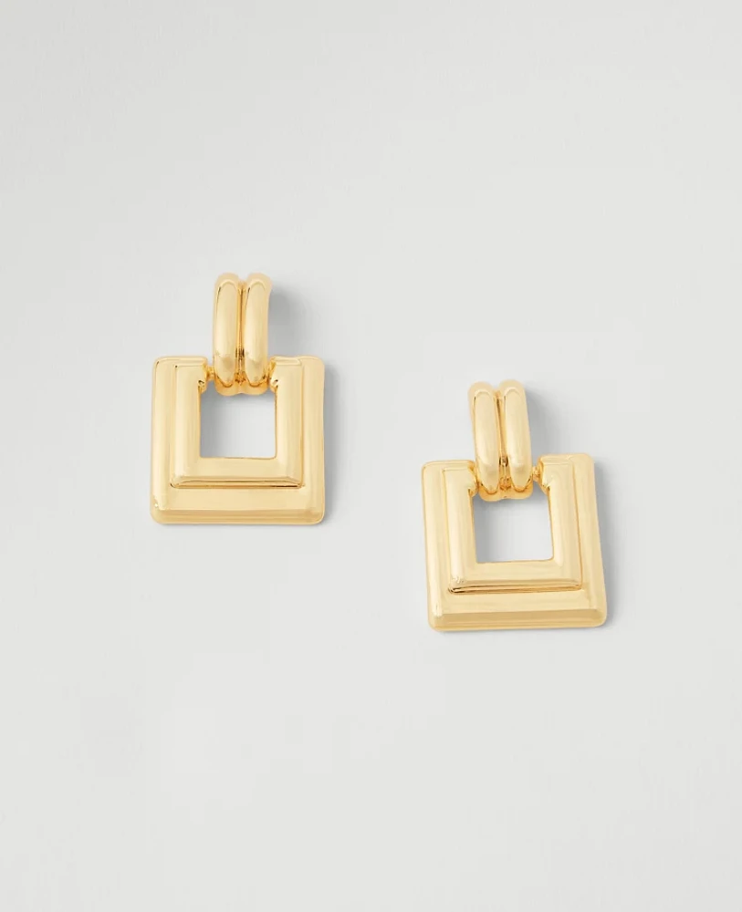 Ann Taylor Metal Square Drop Earrings Goldtone Women's