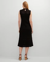 Ann Taylor Crochet Midi Dress Black Women's