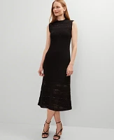 Ann Taylor Crochet Midi Dress Black Women's