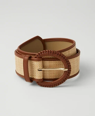 Ann Taylor Braided Trim Straw Belt Women's