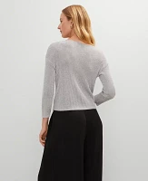 Ann Taylor Lurex Ribbed Sweater Silver Metallic Women's
