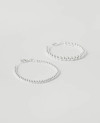 Ann Taylor Metal Beaded Bracelet Set Silvertone Women's