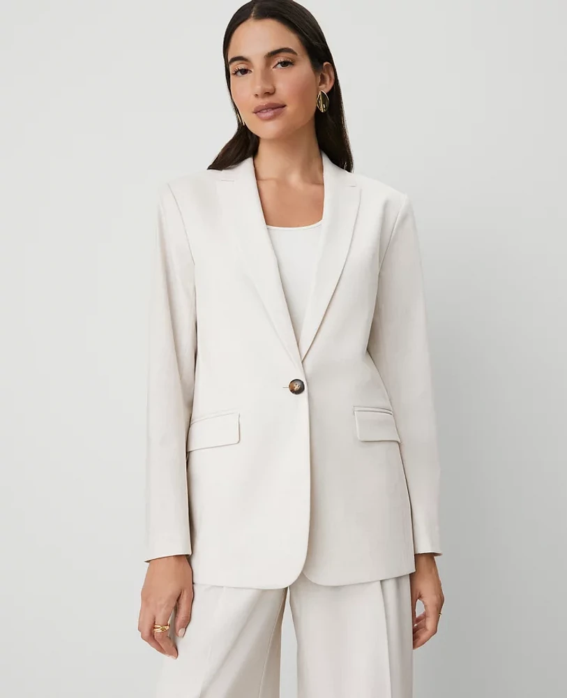 Ann Taylor The Longline Blazer Tan Texture Women's