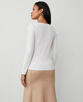 Ann Taylor Square Neck Top Winter White Women's