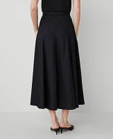 Ann Taylor Petite Poplin Gored Midi Skirt Black Women's