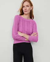 Ann Taylor Petite Mixed Stitch Sweater Orchid Glow Women's