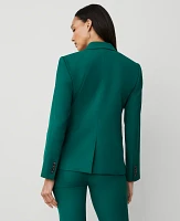 Ann Taylor The Notched One-Button Blazer Textured Drape Fresh Evergreen Women's