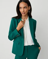 Ann Taylor The Notched One-Button Blazer Textured Drape Fresh Evergreen Women's