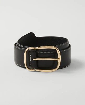 Ann Taylor Stitched Wide Belt Black Women's